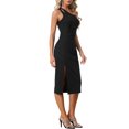 thumbnail image 4 of INSPIRE CHIC Women's Sleeveless One Shoulder Slit Fashion Tight Formal Party Midi Dress XS Black, 4 of 6