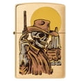 thumbnail image 2 of Zippo Wild West Skeleton Design Brushed Brass Pocket Lighter, 2 of 6