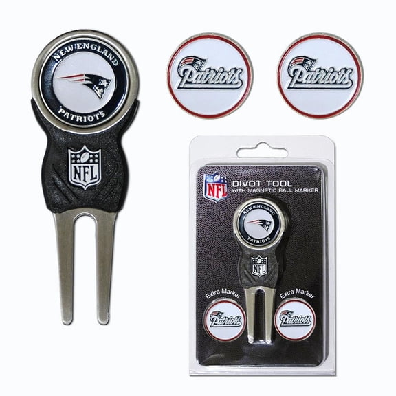 Team Golf NFL NEW ENGLAND PATS Divot Tool Pack With 3 Golf Ball Markers