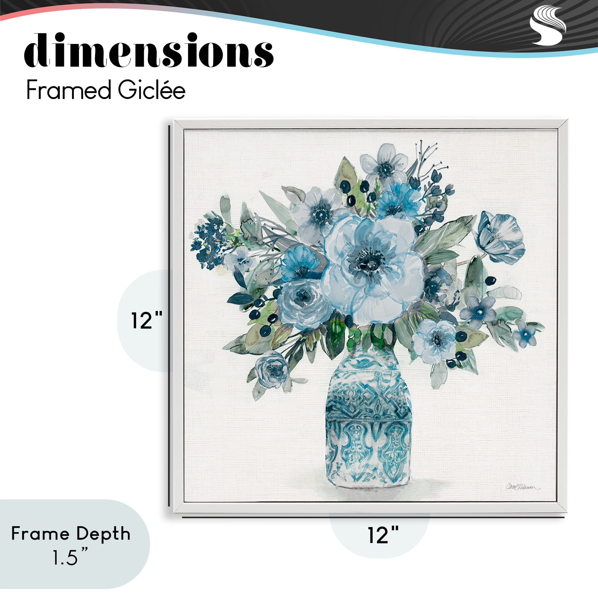 Stupell Industries Pastel Blue Botanical Bouquet White Framed Giclee Art, design by Carol Robinson