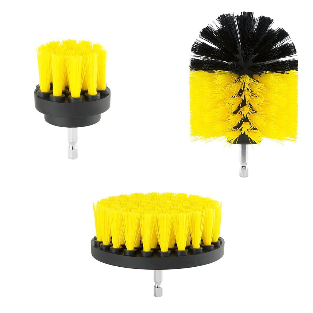 3Pcs/Set Electric Drill Brush Set Round Cleaning Brush for Carpet Glass Car Tire 
