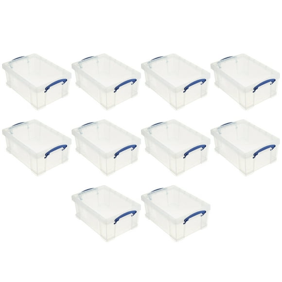 Really Useful Box Contenant de Rangement 9 L avec Couvercle et Poignée à Loquet à Pince (Lot de 10)