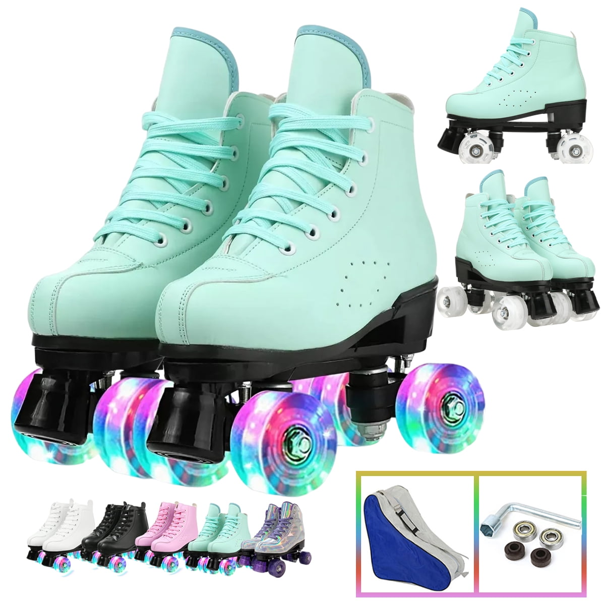 Yabanana Classic Quad Roller Skates, Double Row Laceup Roller Skates for Women and Men