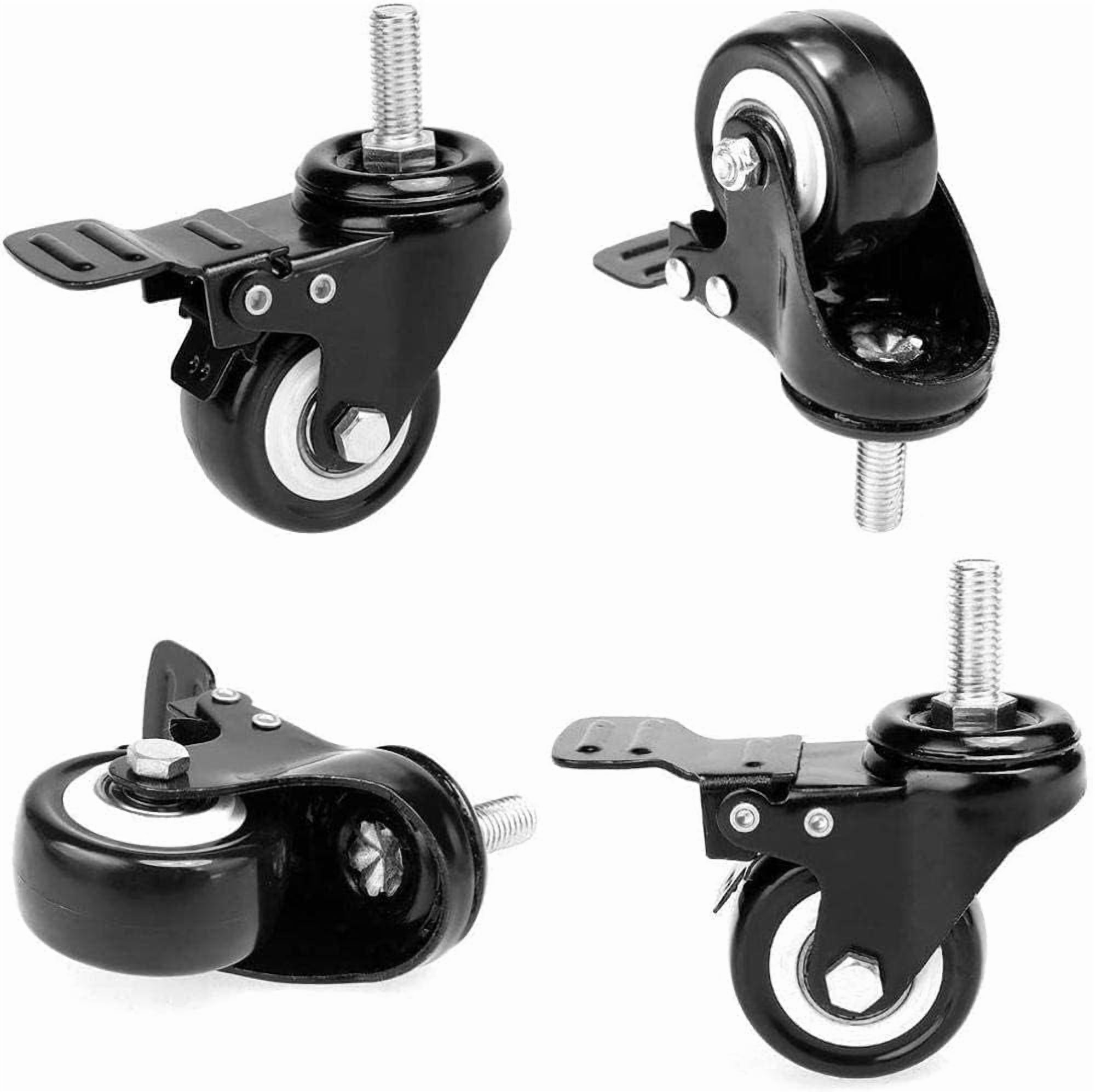 Gamvdout 1.5 Inch Stem Casters M8 M10 Thread Office Chair Furniture Casters Silent Rubber Wheels Industrial Swivel Transport Casters I