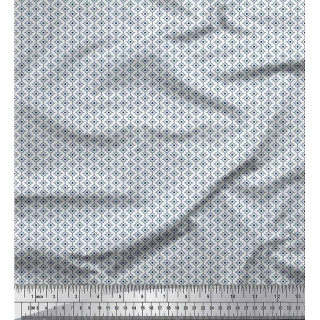 Soimoi Poly Georgette Fabric Dot & Floral Small Print Fabric by The Yard 42 Inch Wide