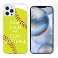 thumbnail image 1 of Slim-Fit Protective Phone Case compatible with iPhone 12 Pro Max, with Tempered Glass Screen Protector, by OneToughShield ® - Keep Calm Softball, 1 of 3