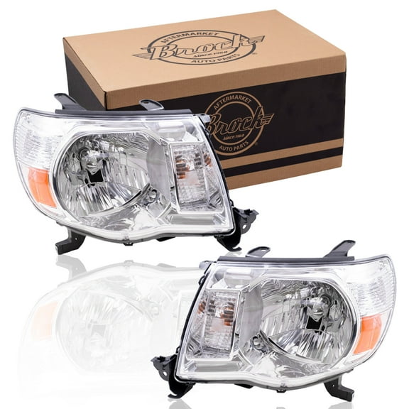 Brock Headlight for 2005-2011 Tacoma w/ Bright Chrome Bezel Set 8111004163