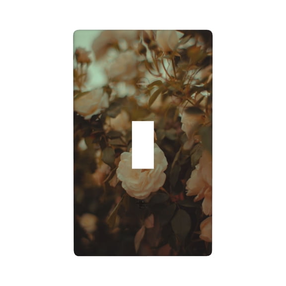 white flower Light Switch Cover Plates Single Toggle Wall Plate, Decorative 1-Gang Christmas Decor Lightswitch Cover