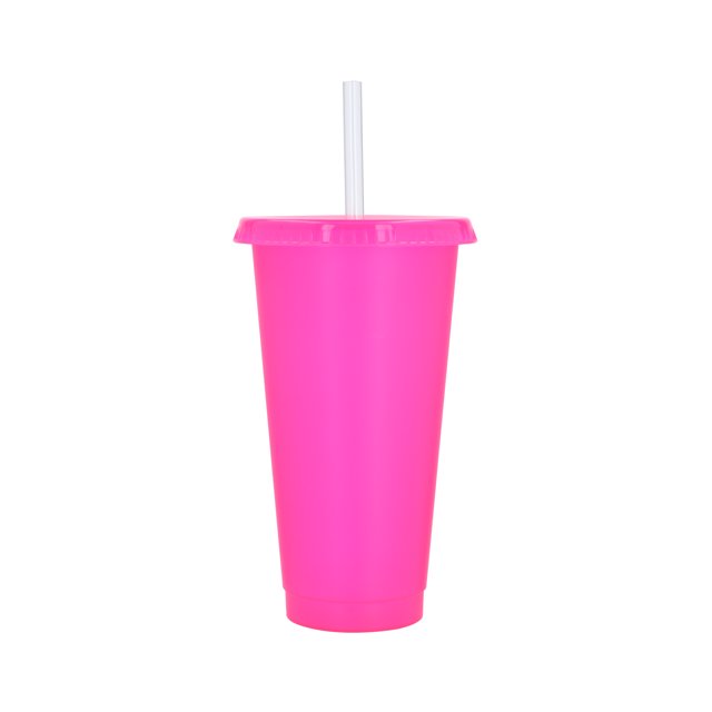 Vaso de plástico transparente con tapa traslúcida. (Incluye popote).