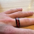 thumbnail image 6 of Black Garnet Ring, Tungsten Ring with Red Artificial Synthetic Gemstonestone inlay, Mens Wedding Band, Gift for Him, Red Ring Gift, 8mm Ring, Lab Created Garnet,10, 6 of 8