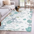 thumbnail image 3 of Rectangle Area Rug 4x6ft,Summer Ocean Shell Starfish Washable Carpet Non-Slip Runner Accent Rugs Indoor Floor Mat for Bedroom Living Room Decor,Teal Gradient Coral, 3 of 9