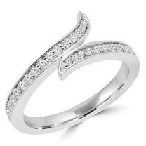 MDR170060-7.5 0.33 CTW Round Diamond Semi-Eternity Wedding Band Ring in 14K White Gold - Size 7.5