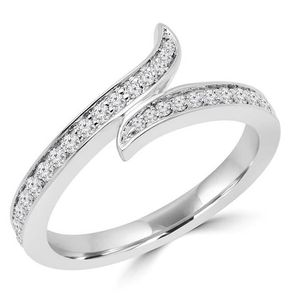 MDR170060-7.5 0.33 CTW Round Diamond Semi-Eternity Wedding Band Ring in 14K White Gold - Size 7.5