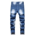 thumbnail image 4 of Aihuaihua Boy's Fit Ripped Destroyed Distressed Stretch Slim Jeans Pants Blue, 4 of 8