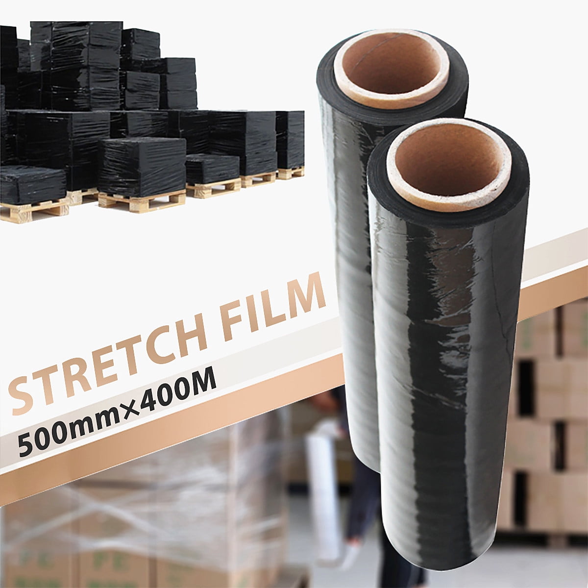 Hand Stretch Film Shrink Wrap Blue 19.5" x 1300' Black Gauge Packing