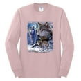 thumbnail image 2 of Wolves and the Moon in the Winter Night | Mens Animal Lover Long Sleeve T-Shirt, Light Pink, 2XL, 2 of 3