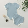thumbnail image 4 of Baby Boys Girls Gifts Toddler Baby Girls Summer Short-sleeved Solid Color Romper Shorts Clothes Set Going Out Outfits for Girls, 4 of 8