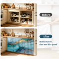 thumbnail image 4 of Marble Teal Cabinet Curtain 32"Wx55"L,Dustproof Pantry Door Curtain with Self Adhesive Tape,Modern Ink Painting Abstract Golden Art Tall Storage Cover Privacy Drape for Bathroom Kitchen Laundry Room, 4 of 9