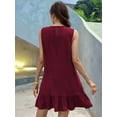 thumbnail image 4 of Fancyglim Women's Sleeveless Tank Dress Summer Crew Neck Casual Ruffle Hem Mini Dresses, 4 of 5