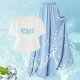 thumbnail image 5 of Hiijoy Little Girls Outfits Letter Print Short Sleeve T-Shirt Wide-Leg Pants Set, Sizes 5-6Y, 5 of 5