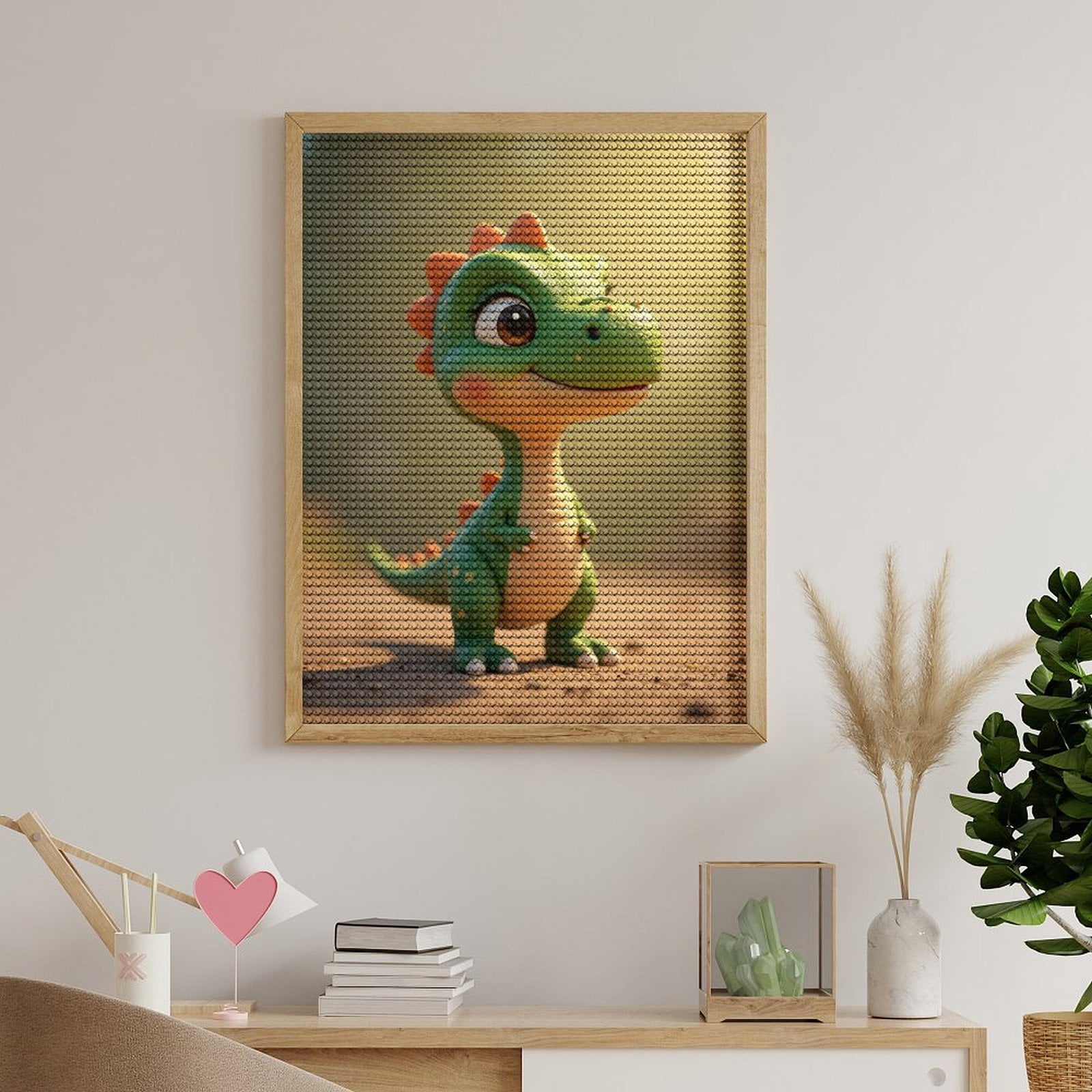 Diamond Art Kits for Adults, Cute Cartoon Dinosaur Sunset Scene 5D Diamond Painting Kits for Adults Beginners, DIY Full Drill Diamond Painting, Gem Art and Crafts 12x16