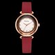thumbnail image 4 of Reloj de cuarzo con banda de cuero de PU, marco de oro rosa con reloj de pulsera femenino con diamantes de imitación (rojo), 4 of 4