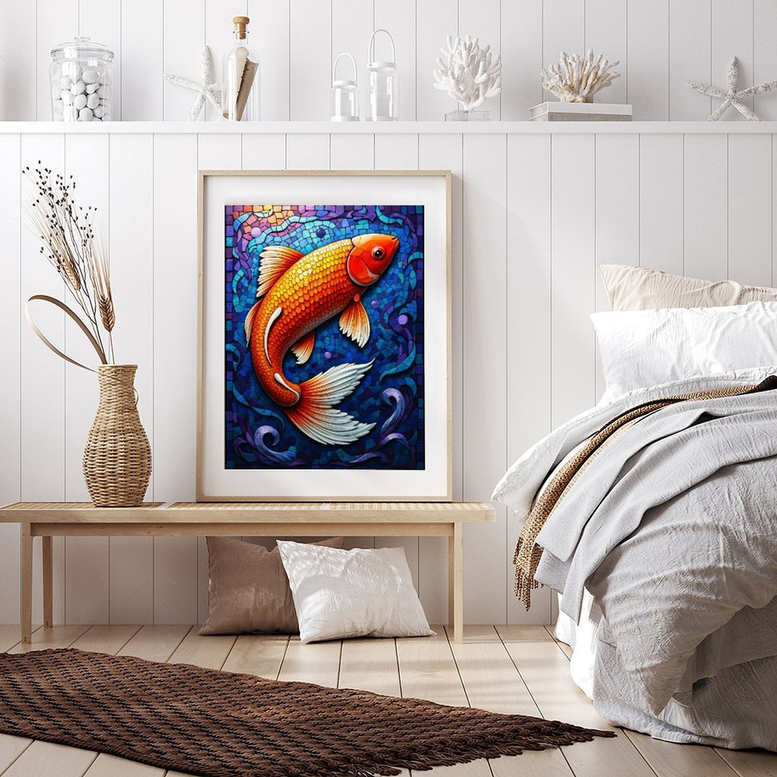Diamond Art Kits for Adults - 5d Artistic Orange Fish Mosaic Design Diamond Painting for Adults, Diamond Art for Adults Beginners, Diamond Painting Kits for Adults for Home Wall Decor