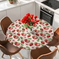 thumbnail image 2 of Red Strawberry Round Tablecloth 45-54 Inch Round Fitted Table Cloth with Elastic Edge, Country Fruit Summer Retro Tropical Waterproof Table Cover Protector for Outdoor Picnic Party Dining, 2 of 6