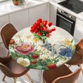 thumbnail image 2 of Spring Flower Botanical Round Tablecloth 55-60 Inch Round Fitted Table Cloth with Elastic Edge, Watercolor Floral Summer Vintage Waterproof Table Cover Protector for Outdoor Picnic Party Dining, 2 of 6