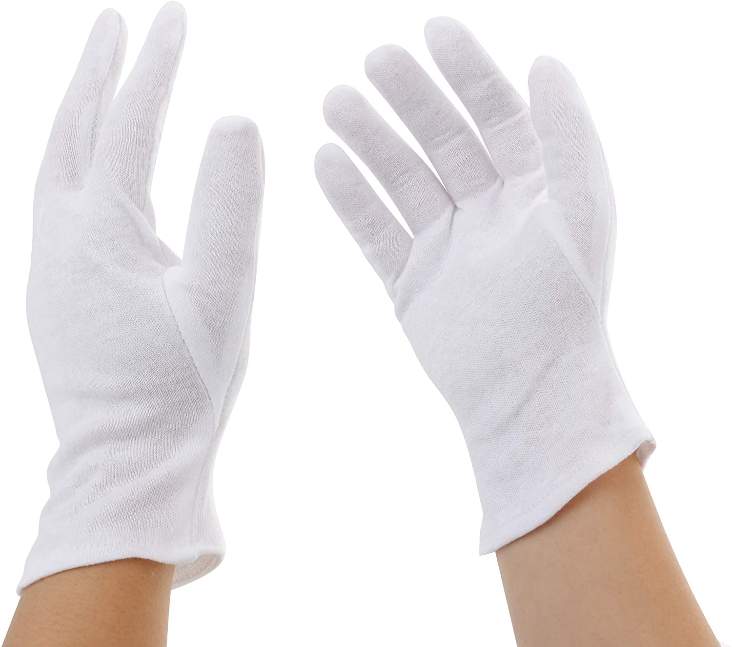 2 Pairs Of Cotton Fabric Gloves, White,