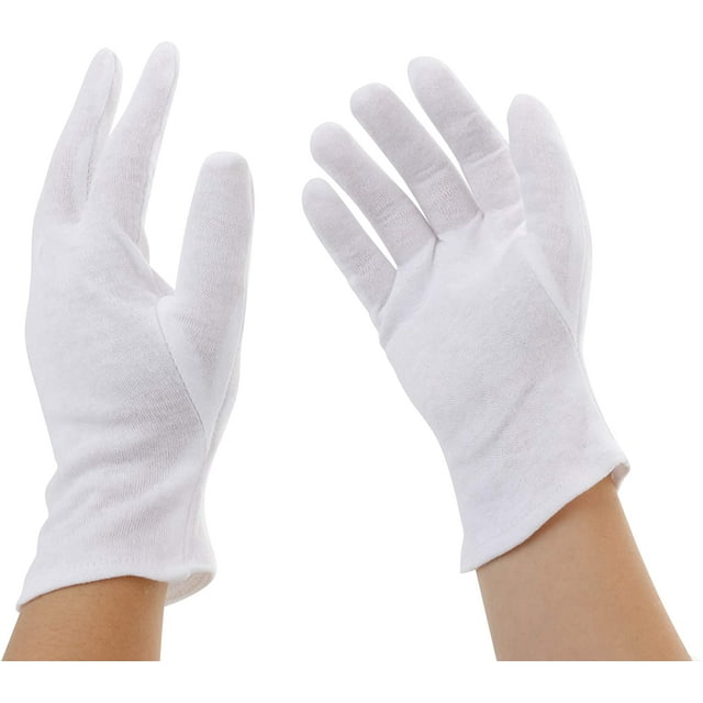 3 Pairs Cotton Gloves Cotton Knit Gloves Moisture Resistant Gloves Size M White