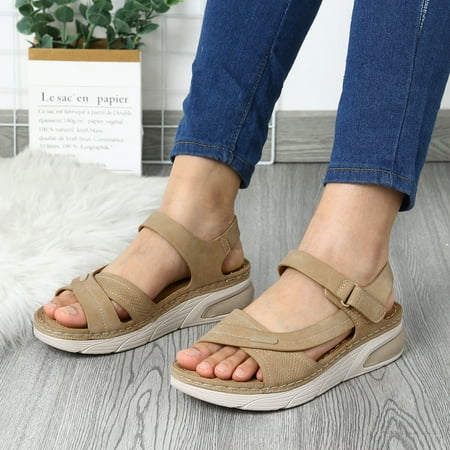 

LIANGP Women s Sandals Fashion Spring And Summer Women Sandals Flat Bottom Thick Bottom Non Slip Light Open Toe Breathable Comfortable Casual Style Women s Shoes Khaki Size 7