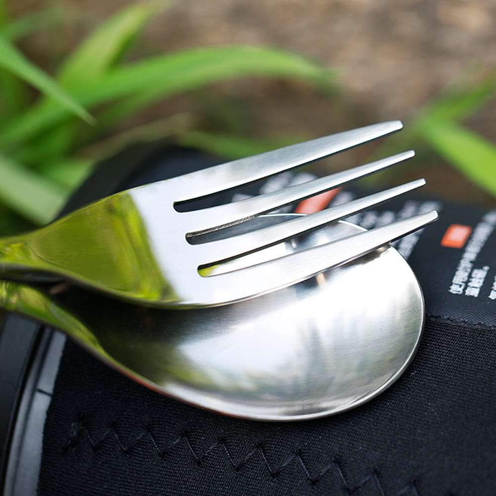 Lixada Titanium Spoon Fork Set Outdoor Camping Picnic Cutlery Hiking Tableware