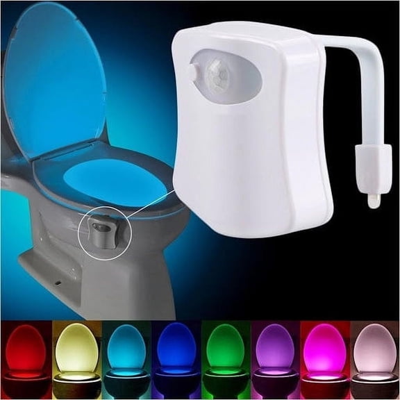 HIBIBUD 1-Pack of Toilet Night Light Water Resistant Led Light 8 Color Led Light Motion Activated Motion Sensor Toilet Light