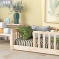 thumbnail image 3 of Miniyam Wood Twin Size Floor Bed with Safety Guardrails, Montessori Bed for Toddler, Natural, 3 of 8