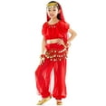 thumbnail image 4 of LYHaoo Girl 2 Piece Outfits Handmade Children Girl Belly Dance Kids Belly Dancing Dance Cloth Sizes 4-5 Years(Red), 4 of 5