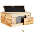 thumbnail image 2 of Natural Cedar Wood Bee Hive Deep Box Starter Set - 10 Frames with Beeswax Foundation & Acrylic View Panels for Pros & Newbies, 2 of 7