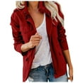 thumbnail image 1 of BYHONG Veste Coréenne Surdimensionnée à Fermeture Éclair pour Femmes avec Poches Manteaux Rouges TTTG, 1 of 5