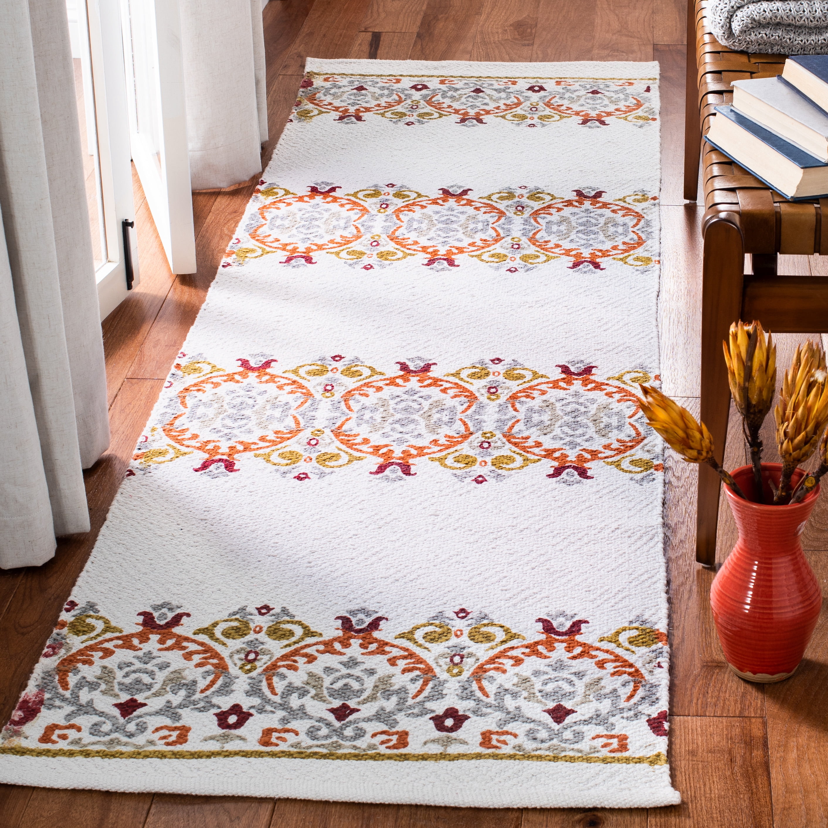 SAFAVIEH Cedar Brook Osmond Geometric Runner Rug, Ivory/Green, 2'3" x 8'