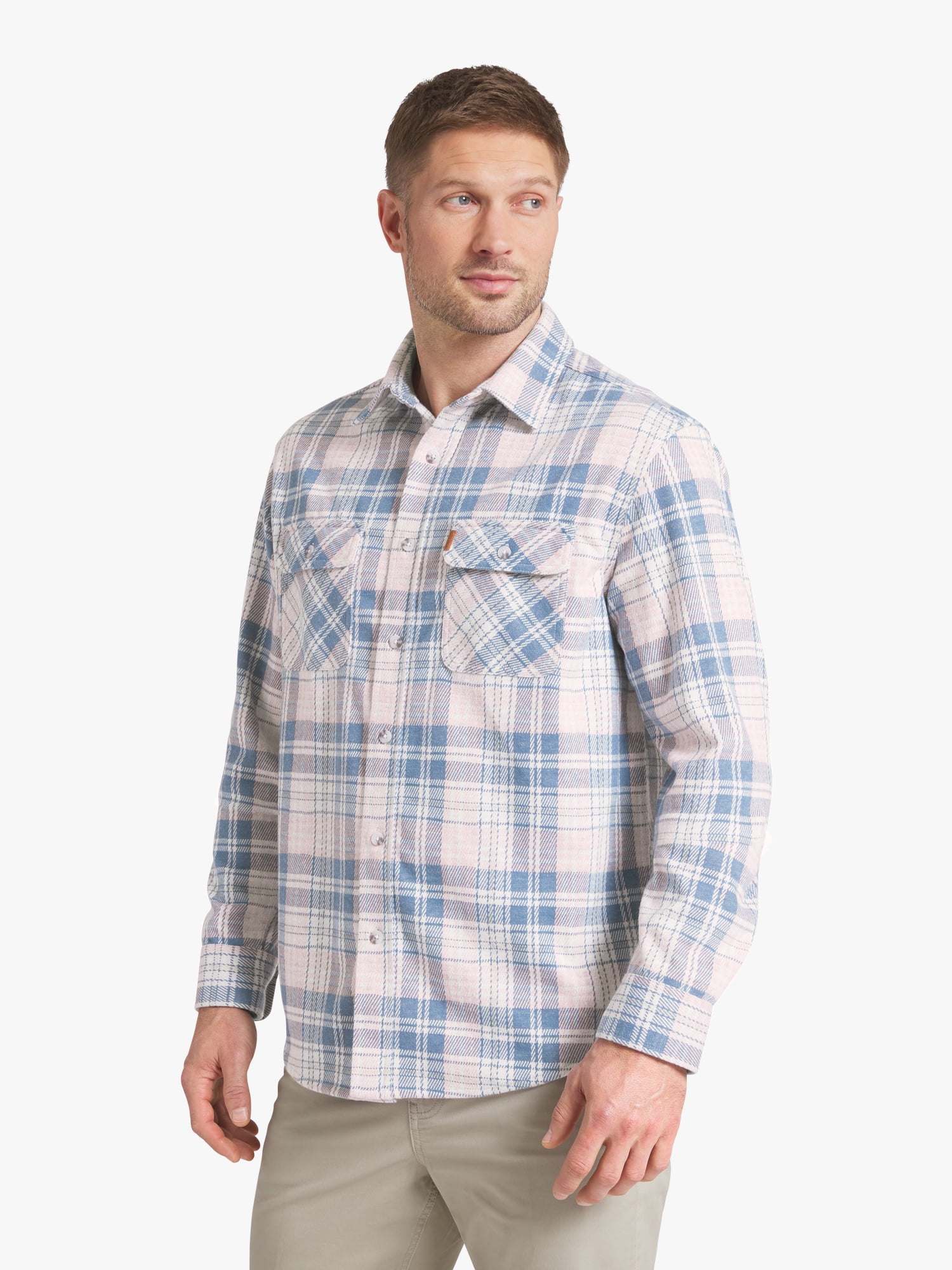 Chaps Men's & Big Men's Long Sleeve Knit Flannel Shirt, Sizes S-3XL