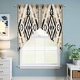thumbnail image 6 of Boho Black Brown Kitchen Window Curtains, Swag Curtains Valance for Bedroom Living Room Bathroom, Southwestern Geometric Ethnic Retro Rod Pocket Window Treatment Curtain Block Drapes 2 Panels 36"x45", 6 of 9