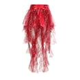 thumbnail image 6 of XIAOCHA Women's Sequin Mesh Wrap Skirt Satin Bow High Waist Skirt Festival Rave Party Skirts Red One Size, 6 of 7