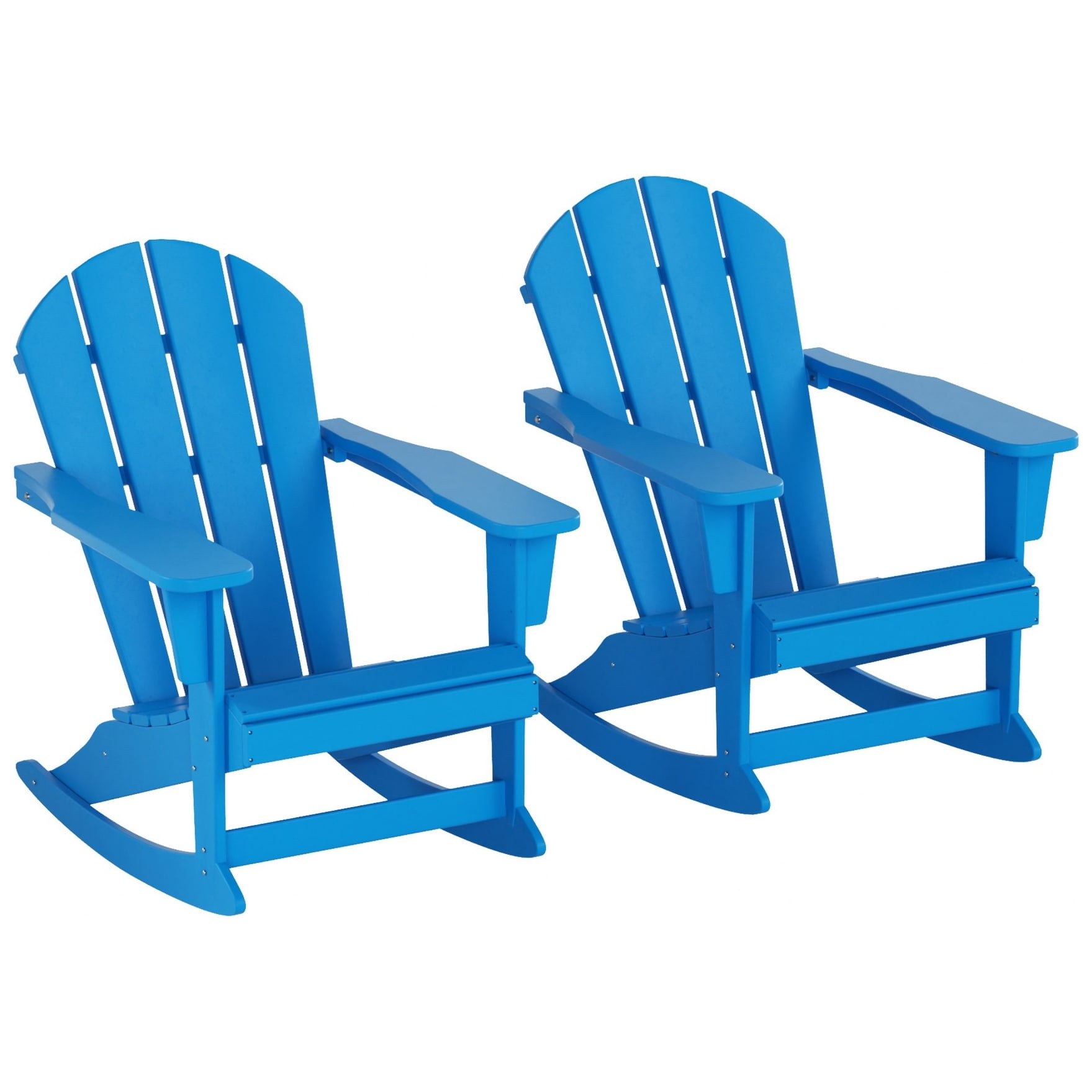 Polytrends  Laguna Hdpe All Weather Outdoor Patio Rocking Chair (Set of 2) Pacific Blue