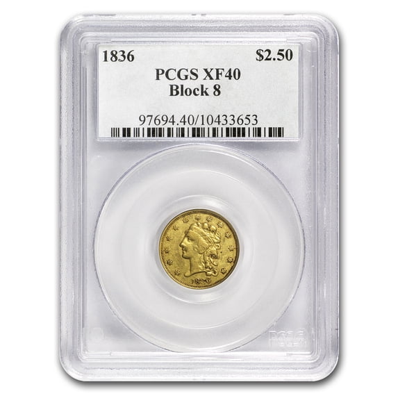 1836 $2.50 Gold Classic Head Block 8 XF-40 PCGS