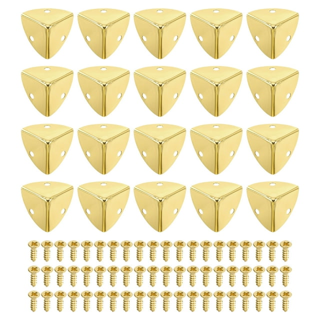 8 Pcs Furniture Corner Edges Protector, 23mm Metal Edge Guard with Screws, Light Gold