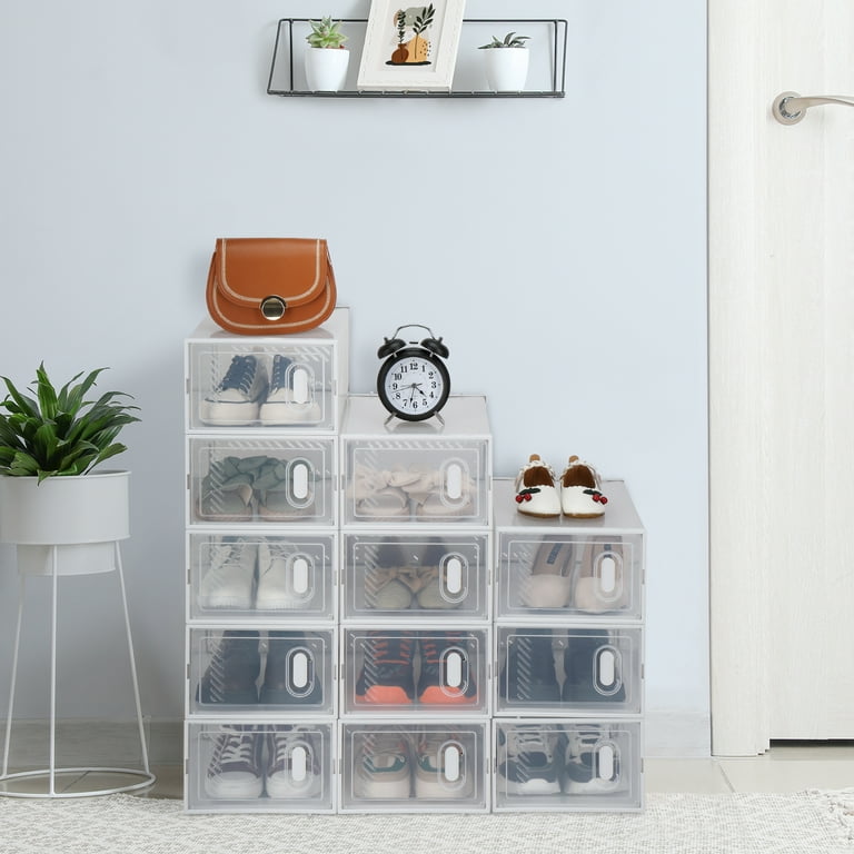 Shoe Box Set Foldable Plastic Storage Transparent Shelf Stack Organizer  Case