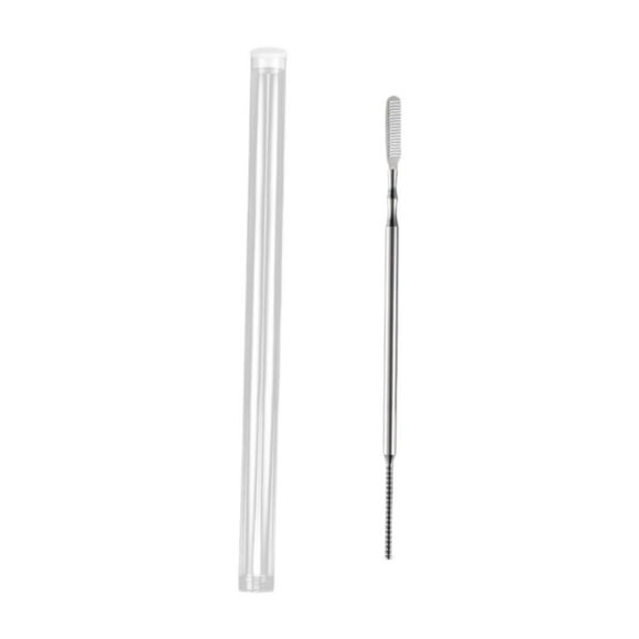 Herramienta para levantar pestañas, varilla de metal, cepillo para cejas, peine para pestañas con estuche protector, herramienta para teñir pestañas, largo