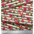 thumbnail image 2 of Soimoi Cotton Voile Fabric Stripe,Leaves & Wild Flower Floral Printed Fabric 1 Yard 42 Inch Wide, 2 of 3