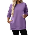 thumbnail image 2 of Purple Womens Fall Tops Women's Casual Long Sleeve Crewneck Sweatshirt Soft Comfy Loose Fit Pullover Top for Everyday Wear Black Sweaters for Women, 2 of 6