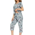 thumbnail image 4 of Lu's Chic Women's Cute Pajama Set Cotton Capri Loungewear Soft Short Sleeve Pjs Comfy Pants Lounge Two Piece Patterned Print Sleepwear Patterned 2 Medium, 4 of 5